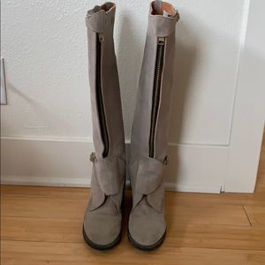 Grey Suede Riding Boots